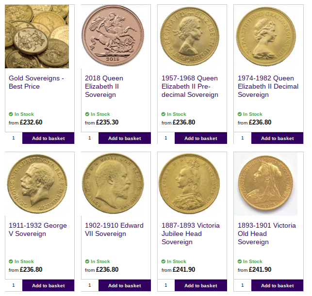 Buy Gold Coins Best Prices UK