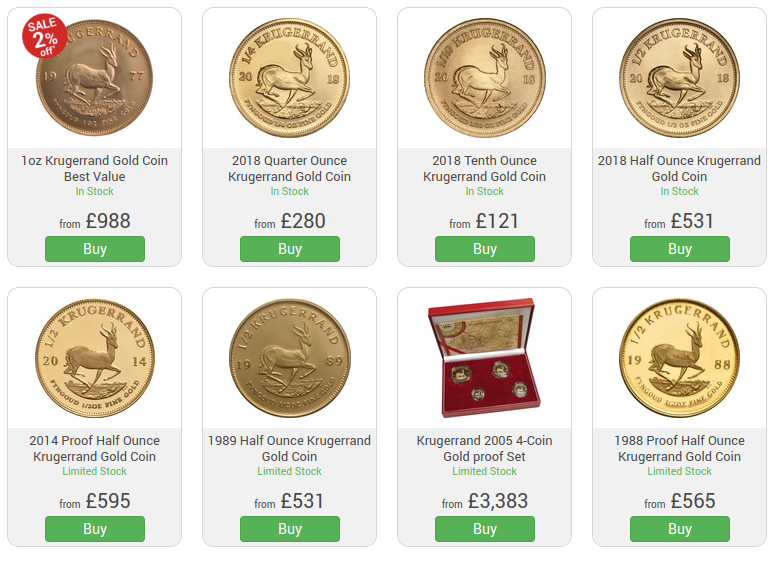 Buy Gold Sovereign and Krugerrand Coins in Leeds UK